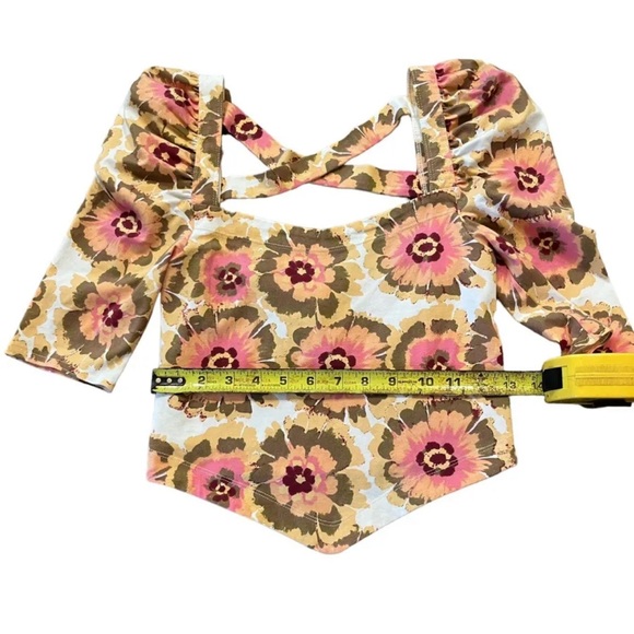 Free People Give Me More Women’s Short Sleeve Crop Top Floral Print Size XS - Picture 6 of 10